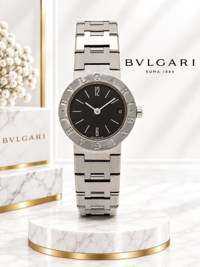 Authentic Bvlgari Bvlgari Bb23ss Black Dial Stainless Steel Watch